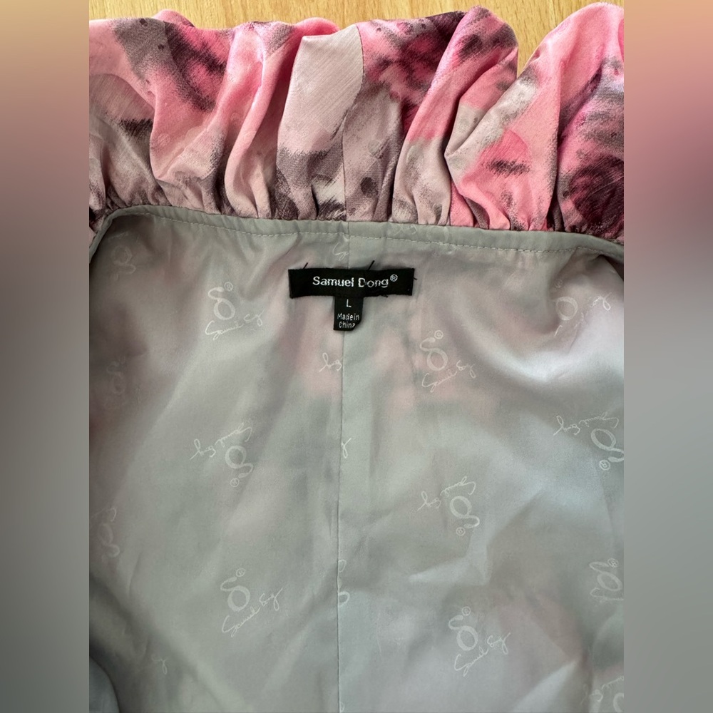 Size L Samuel Dong Pink Floral Ruffle Dress new without tag - Picture 8 of 14